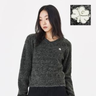 【Mark Gonzales】女裝 CLUV V領毛圈 針織衫 - 炭灰色