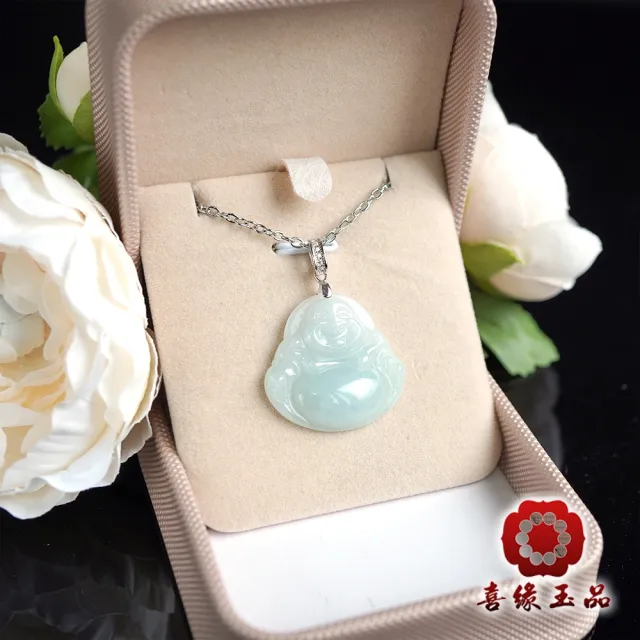 【喜緣玉品】天然翡翠玉石 晴底 玉彌勒佛 項鍊