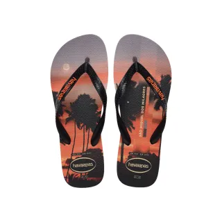 【havaianas 哈瓦仕】拖鞋 男鞋 夾腳拖 風景 夕陽 Top Surfer I 橘黑 4149971-7345M (哈瓦士)