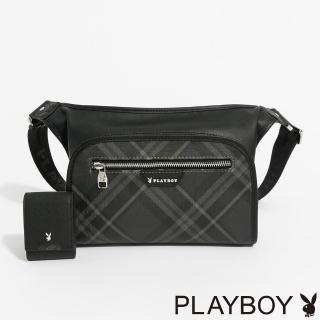 【PLAYBOY】單肩包 Black Diamond Plaid系列 - 灰色