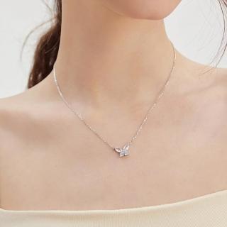 【LEEHER】女生/項鍊/蝴蝶項鍊/鋯石項鍊/飾品/銀飾/鎖骨鏈/s925純銀/蝴蝶吊墜/吊墜項鍊/韓