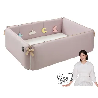 【gunite】多功能第三代落地式沙發嬰兒陪睡床0-6歲 四件組 床墊+床圍+止滑墊+床邊吊飾(雅典藕)