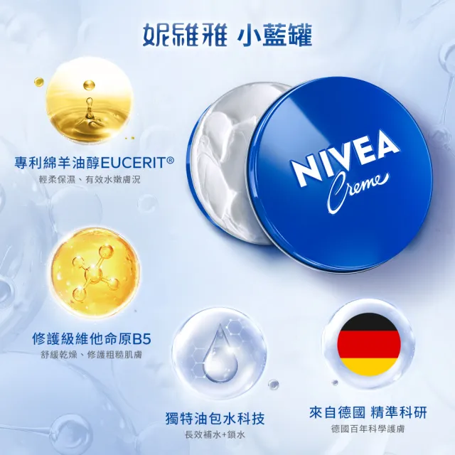 【NIVEA 妮維雅】新品上市★妮維雅霜-彩虹限定版75mlx3入(小藍罐/臉部身體乳霜/保濕)