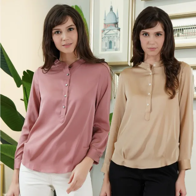 【闕蘭絹】氣質典雅蠶絲長袖上衣