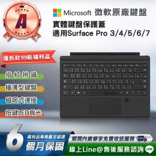 【Microsoft 微軟】A級福利品 Surface Pro 原廠實體鍵盤保護蓋(注音按鍵/無筆槽/指紋解鎖/適用Pro3至Pro7)
