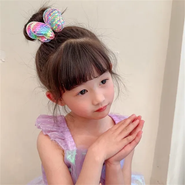 【安朵童舖】現貨韓版兒童女童亮片蝴蝶結髮圈漸變蝴蝶髮圈頭飾大腸圈