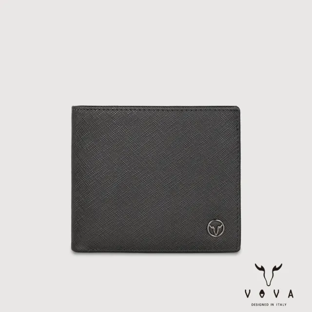 【VOVA 沃汎】諾爾 8卡中間翻拉鍊零錢袋皮夾-黑色(VA141W040BK) 錢包送禮推薦
