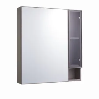 【LOLAT 羅力】鋁合金60公分置物收納鏡櫃/茶色透視玻璃(MA501/MA501-KG-含基本安裝費)