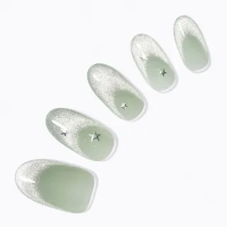 【DASHING DIVA】MAGICPRESS 時尚潮流美甲片-銀河綠波(貓眼 漸層)
