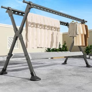 【GOOD VIBE LIVING 好氣氛家居】2.3米X型加厚鋁合金伸縮摺疊曬衣架/晾衣架/曬衣桿(瀝水晾網/加大馬蹄腳)