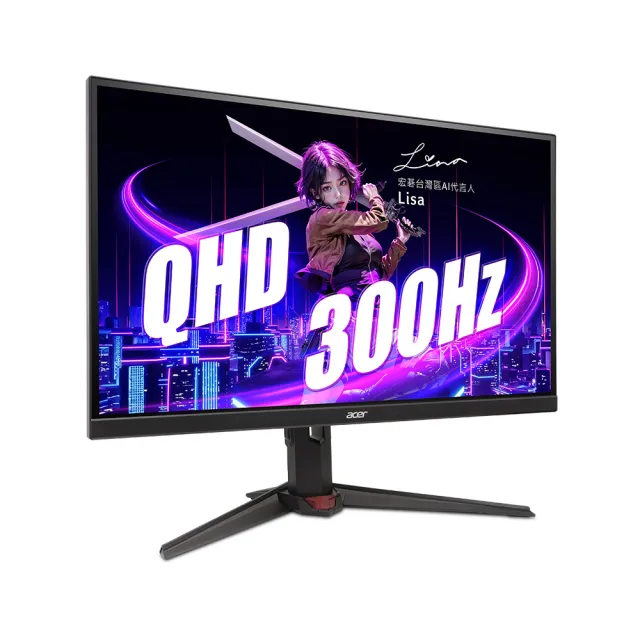【Acer 宏碁】XV272U F3 27型 IPS 2K 16:9 300Hz電競螢幕(0.5ms/喇叭/高低升降旋/傾斜/HDR400)