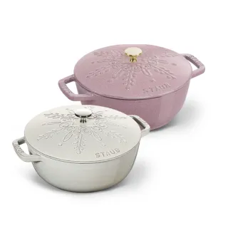 【法國Staub】雪花雕花琺瑯鑄鐵鍋和食鍋24cm-顏色任選/3.6L(德國雙人牌集團官方直營)
