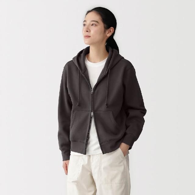 【MUJI 無印良品】女裏毛拉鍊連帽外套(柔白/灰色/深灰/黑色)