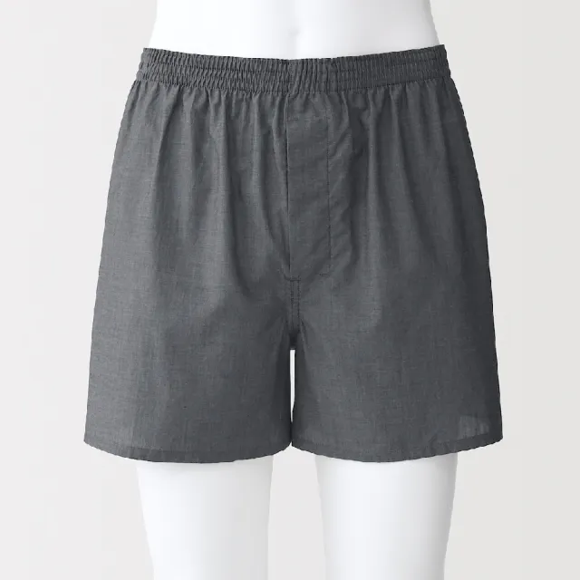 【MUJI 無印良品】男柔滑前開平口褲(深灰/深藍/卡其綠格紋/煙燻藍格紋/粉紅直紋/淺藍直紋/淺深藍)