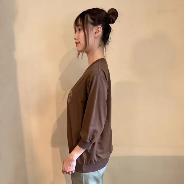 【Hana Mokuba】花木馬日系女裝圓領印花收腰七分袖上衣