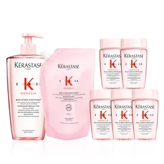 【KERASTASE 巴黎卡詩】粉漾芯生髮浴永續組(清爽型/一般型髮浴500ml+清爽型補充包500ml)