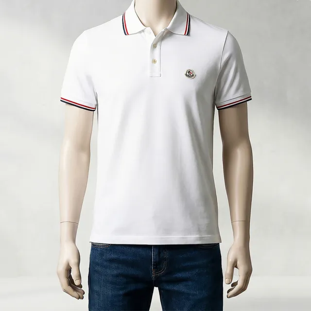 【MONCLER】MONCLER 簡約短袖POLO衫(男款/白)