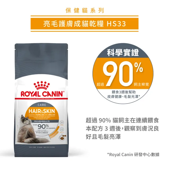 【ROYAL 法國皇家】亮毛護膚成貓專用飼料 HS33 4KG(貓乾糧 貓飼料)