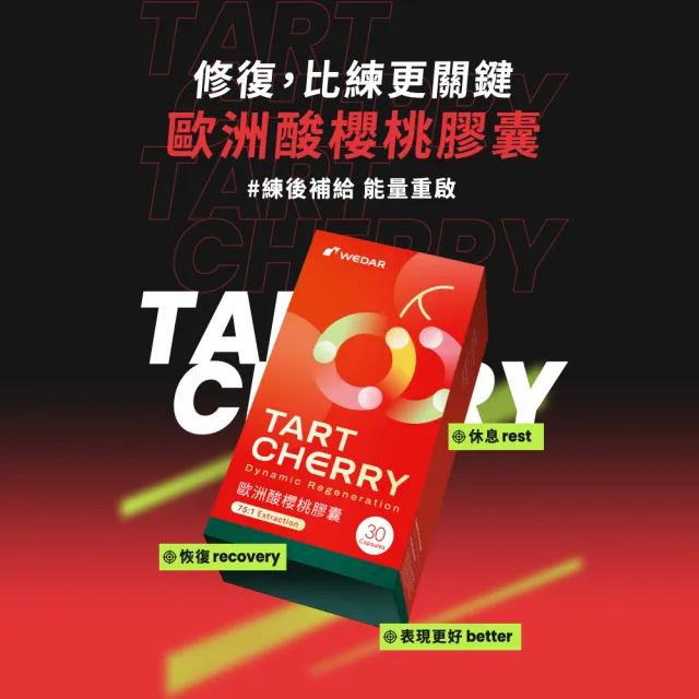 【Wedar 薇達】歐洲酸櫻桃膠囊 4盒組(30顆/盒.頂級萃取技術.75:1高濃縮.綠原酸.花青素.純素.運動補給)