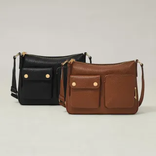 【FOSSIL】Maysen 真皮雙口袋斜背包(多色可選)