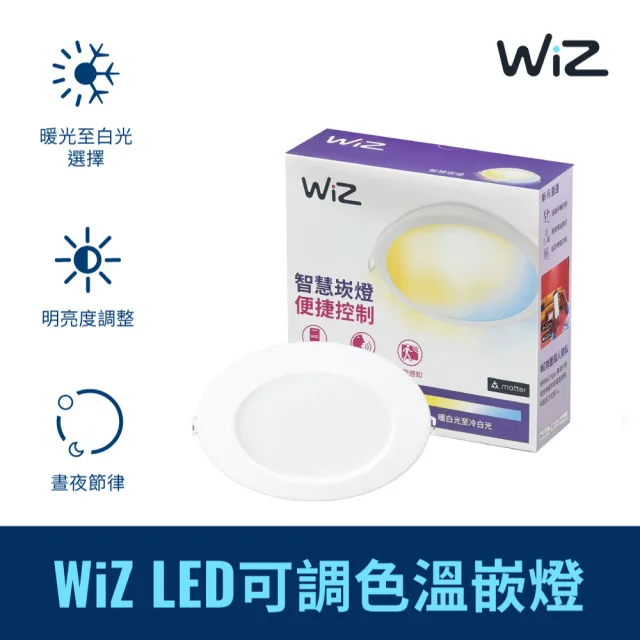 【Philips 飛利浦】Wi-Fi WiZ 智慧照明 可調色溫嵌燈(PW003)