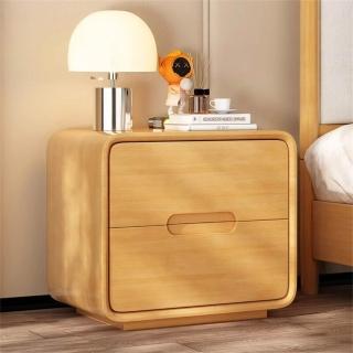 【匠俱】簡約實木風床頭櫃 現代落地雙層儲物櫃（床頭櫃 床邊櫃 置物櫃）