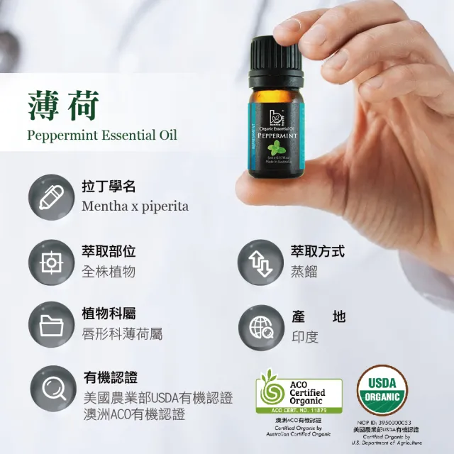 【Bonnie House 植享家】有機薄荷精油5ml(兩入組)