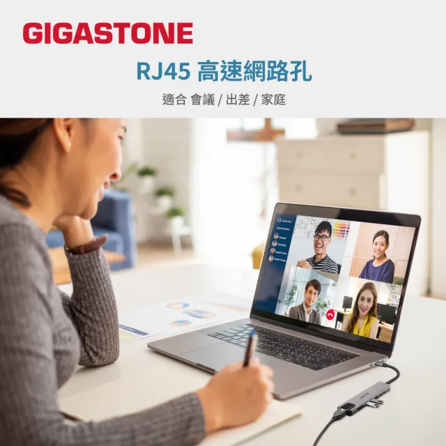 【Gigastone 立達國際】8合1 USB-C多功能集線器HUB-P870(iPad手機投影/標準網路接口/Mac轉USB讀卡機)