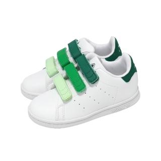 【adidas 愛迪達】休閒鞋 Stan Smith CF I 小童 學步鞋 白 綠 魔鬼氈 史密斯 運動鞋 IE8123