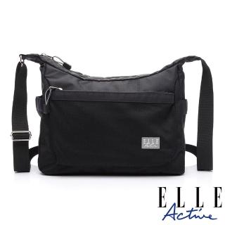 【ELLE ACTIVE】Fish Net 漁網系列-彎月型側背包/斜背包-大-黑色