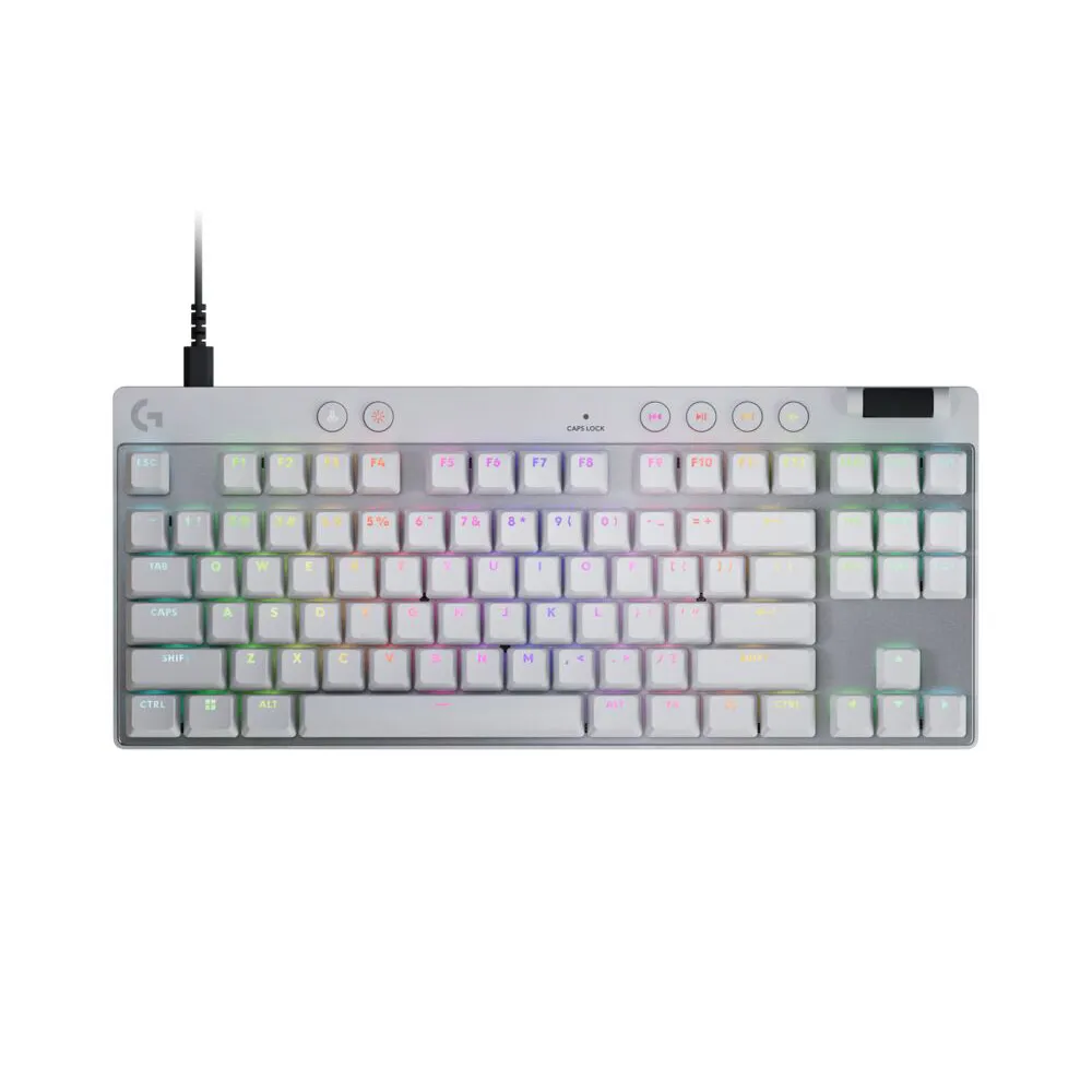 【Logitech G】PRO X TKL RAPID 磁性類比式鍵軸有線電競鍵盤(白色)