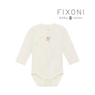 【Brands4Kids】素面花朵莫代爾長袖斜襟包屁衣 FIXONI系列(3種尺寸可選)