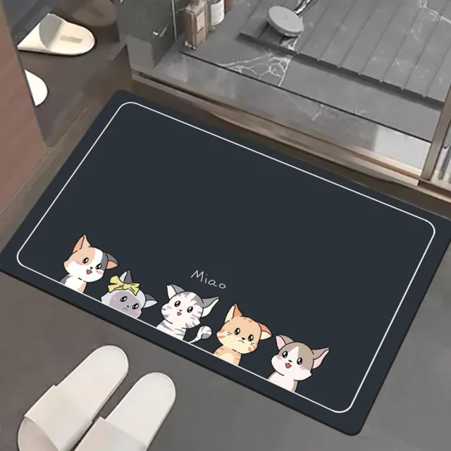 【嵐楓居家】4入奈米絨面軟式硅藻土吸水止滑地墊(踏墊/浴室.廚房地墊/速乾)