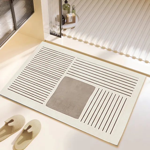 【嵐楓居家】4入奈米絨面軟式硅藻土吸水止滑地墊(踏墊/浴室.廚房地墊/速乾)