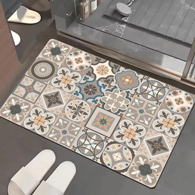 【嵐楓居家】4入奈米絨面軟式硅藻土吸水止滑地墊(踏墊/浴室.廚房地墊/速乾)