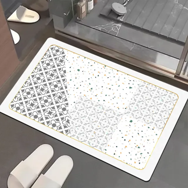 【嵐楓居家】4入奈米絨面軟式硅藻土吸水止滑地墊(踏墊/浴室.廚房地墊/速乾)