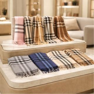 【BURBERRY 巴寶莉】新款 格紋羊絨圍巾-多色可選(168x30CM 100%喀什米爾)