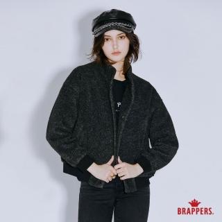 【BRAPPERS】女款 立領毛絨排釦外套-黑灰