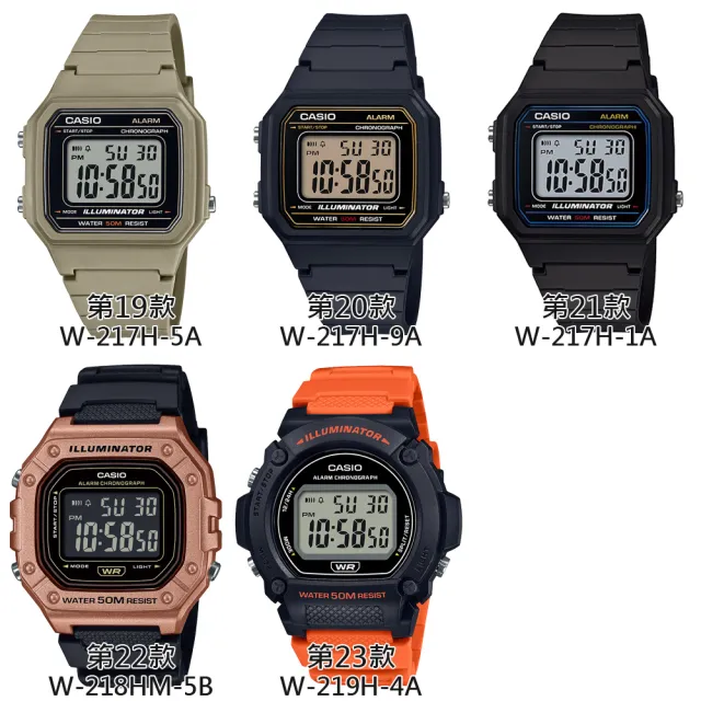 【CASIO 卡西歐】G-SHOCK 運動風格多功能電子錶-23款可選  父親節 送禮(W-219H/W-218H/W-217H系列)