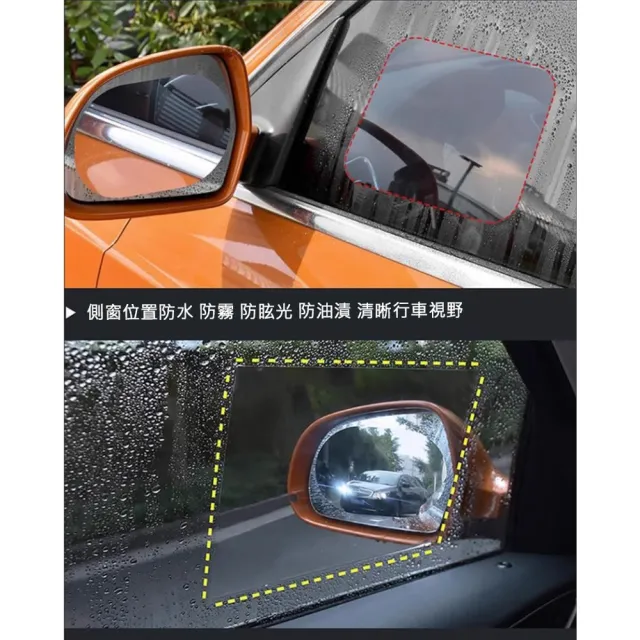 【ROYAL LIFE 皇室生活】汽車後視鏡防雨防水膜-側窗小款 4入組(防水/防霧/防雨貼膜/防昡光/後視鏡/側窗用)
