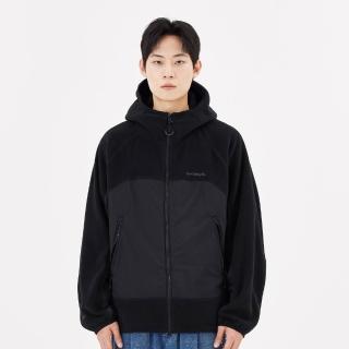 【Mark Gonzales】男女同款 刺繡 MG LOGO 刷毛連帽外套-黑色