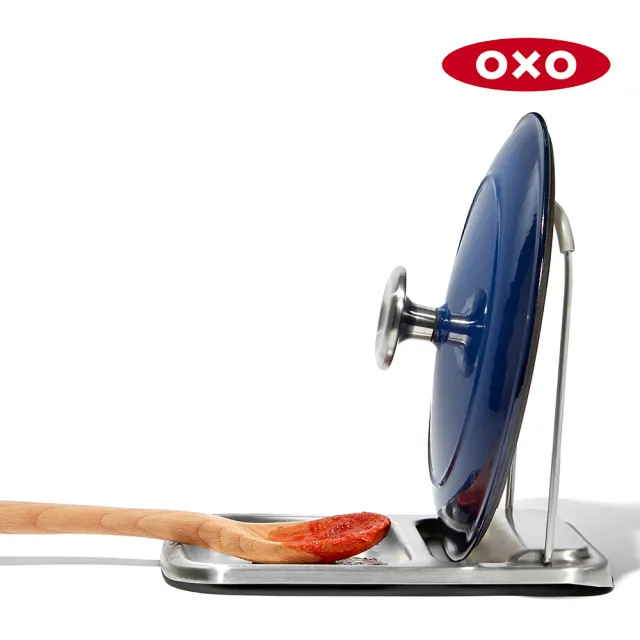 【OXO】直立式鍋蓋餐具架(維持檯面整潔 鑄鐵鍋蓋也適用 可折疊收納)