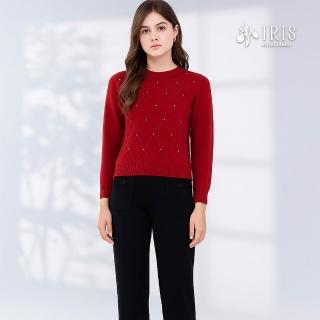 【IRIS 艾莉詩】內刷毛微喇叭修身長褲-黑色(56325)