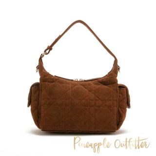 【Pineapple Outfitter】壓紋雙拉鍊斜肩包(絨棕色)