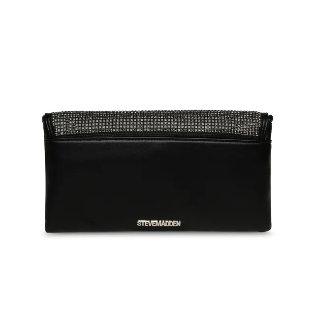 【steve madden】閃鑽雙帶翻蓋斜背包 BFRANCE(黑色)