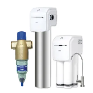 【BWT 德國倍世】進階全戶式淨水(砂濾設備Protector+除氯設備Slim Jumbo+生飲水設備SLIM 4)