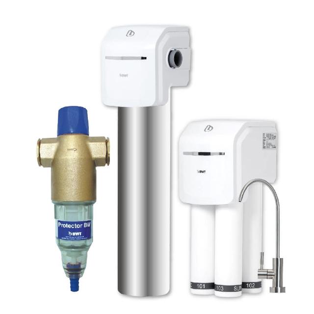 【BWT 德國倍世】進階全戶式淨水(含基本安裝 砂濾設備Protector+除氯設備Slim Jumbo+生飲水設備SLIM 4)
