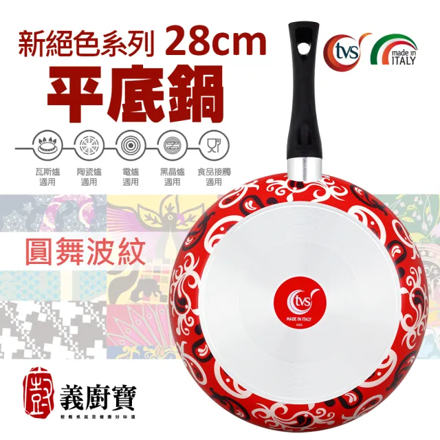 【義廚寶】義大利製新絕色系列不沾鍋平底鍋28cm(單鍋)
