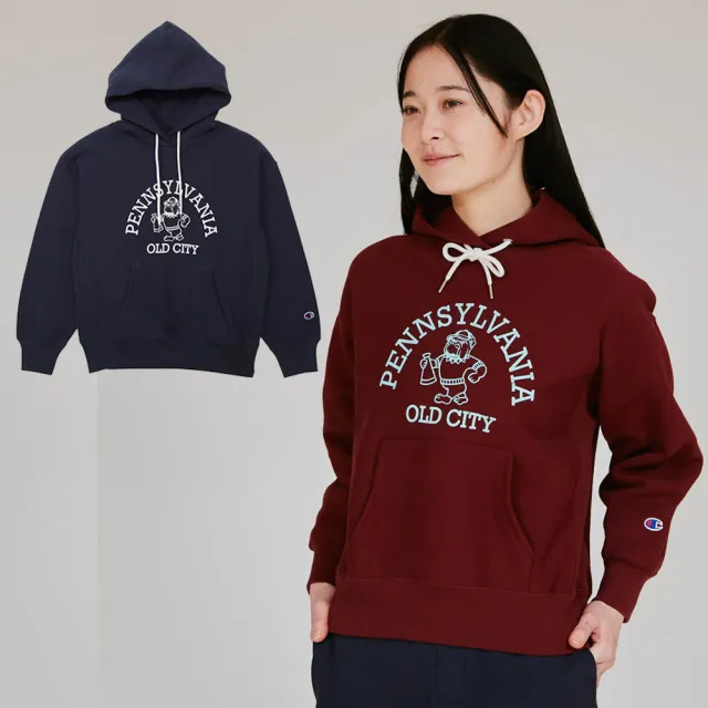 【Champion】官方直營 女款-CASUAL 寬版印花長袖連帽T -2色 (CW-C103 日規)