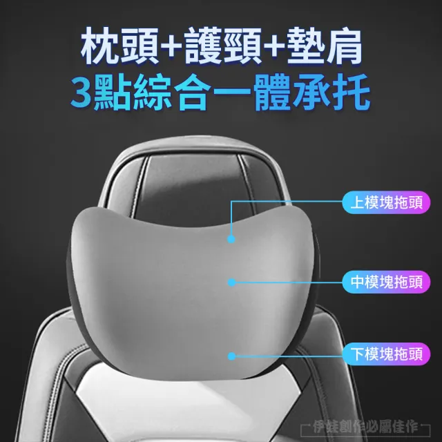 【IDREES 伊德萊斯】汽車記憶棉頭枕腰靠套組 車用護頸枕+護腰枕 汽車枕頭 記憶枕 車用護腰墊 交換禮物